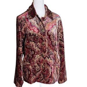 EUC Chico's Arabian Nights Velvet Luster Jacket Sz 2XL Lined